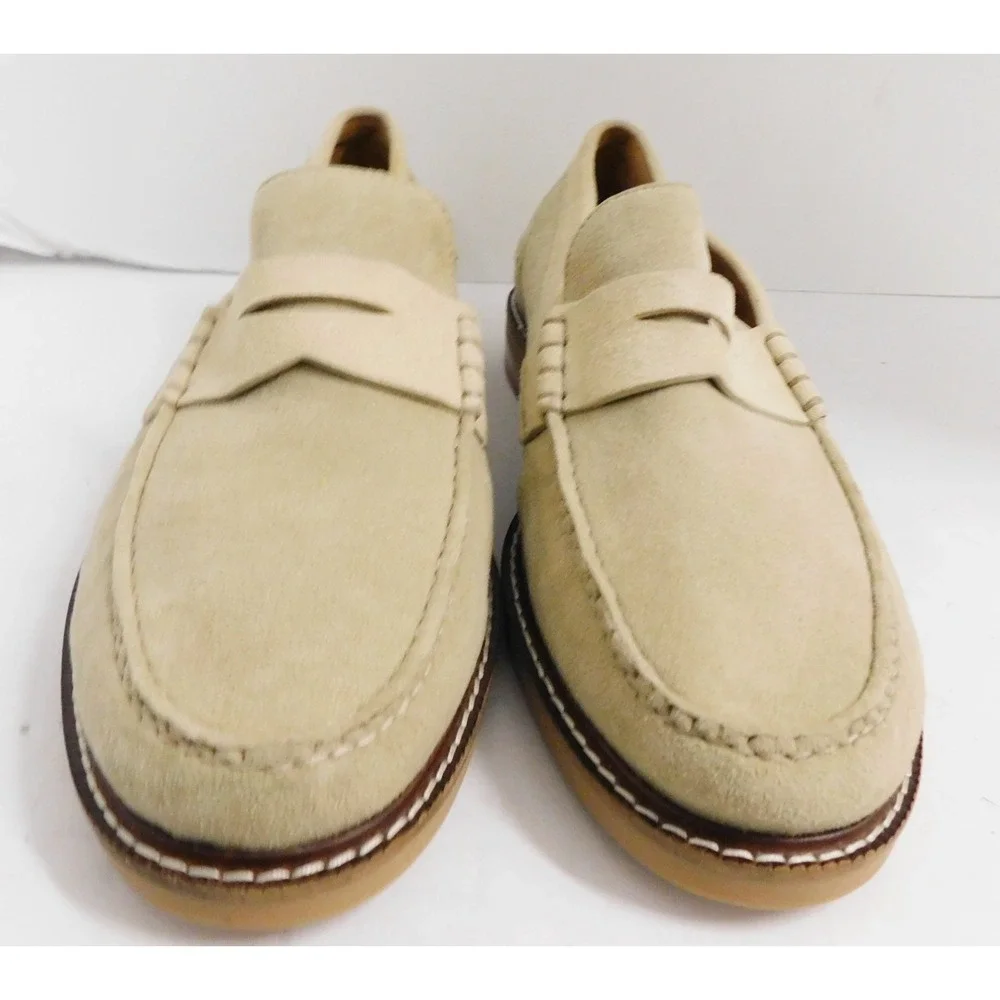 Cole Haan Pinch Penny Loafers Beige Suede Leather $160rt Mens sz 9 M NEW